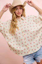 BiBi Flower Printed Short Dolman Blouse Top