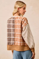 BiBi Plaid And Stripe Mix And Match Top With Open Seam