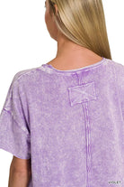 Zenana Violet Halo Washed Cotton Short Sleeve Top