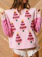 Preorder: Christmas Theme Sequin Long Sleeve Sweatshirt Christmas Tree