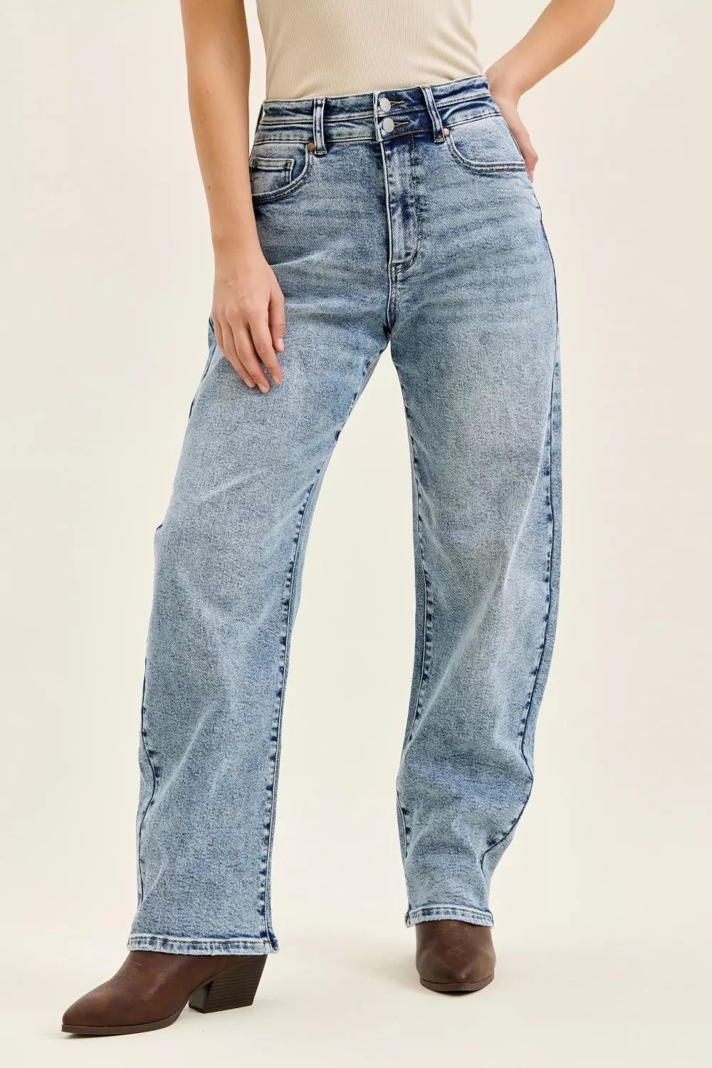 Judy Blue High Waist Marlow Arc Leg Jeans with Double Waistband LT