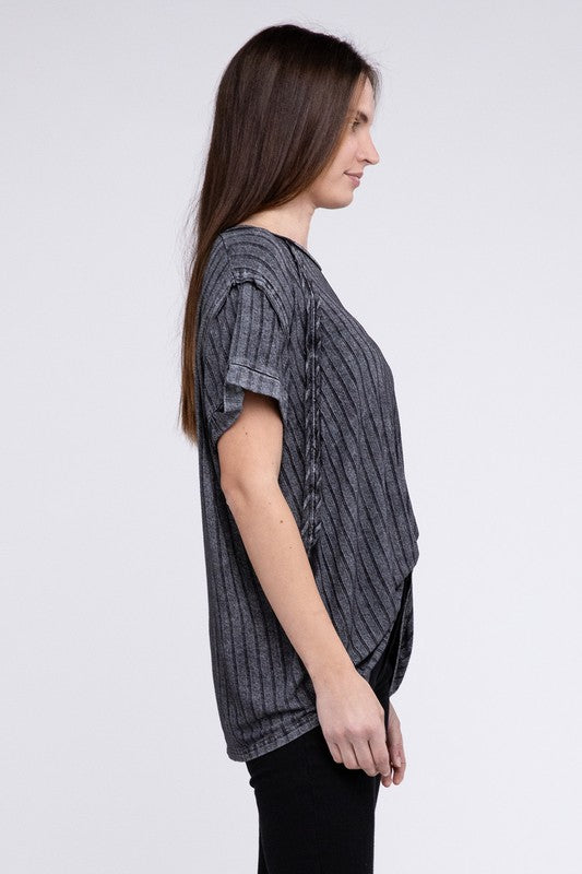 Zenana Ribbed Raglan Dolman Sleeve Boat-Neck Top ZENANA