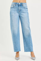 RISEN Full Size Slouchy Cropped Barrel Jeans with Curved Side Seam Plus Size LIGHT