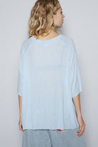 POL Light Blue Round Neck Half Sleeve T-Shirt