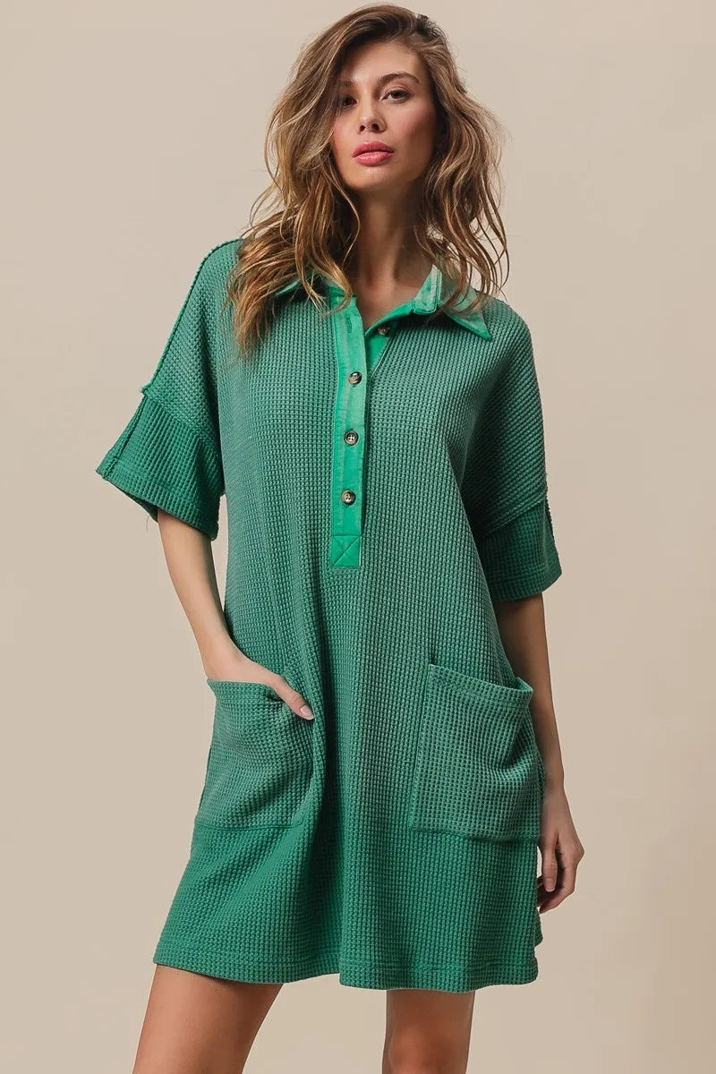 BiBi Jade Dip Dye Mineral Washed Texted Knitted Dress JADE