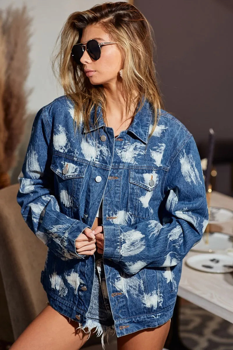 BiBi Washed Tie Dye Denim Jacket DENIM