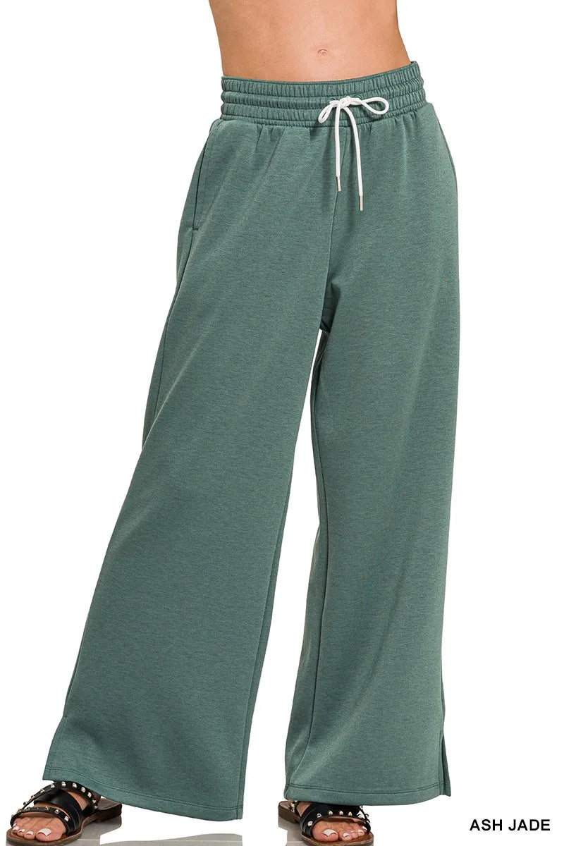 Zenana Ash Jade Scuba Drawstring Pants ASH JADE