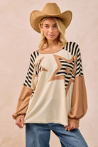 BiBi Star Patchwork Mixed Long Sleeve Top