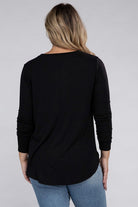 Zenana Plus Long Sleeve Round Neck Round Hem Top ZENANA