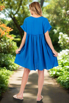 SAGE + FIG Blue Button Up Short Sleeve Dress Trendsi