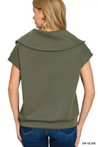 Zenana Dark Olive Scuba Half Zip Top