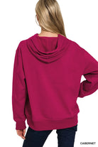 Zenana Cabernet Fleece Kangaroo Pocket Hoodie
