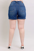 Judy Blue Dark Washed Double Button Waistband Denim Shorts