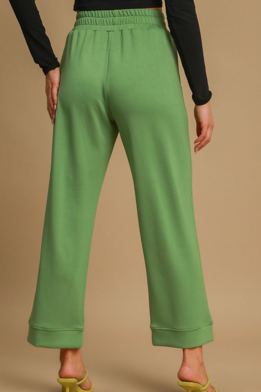 Umgee Green Drawstring Wide Leg Pants with Pockets Pants