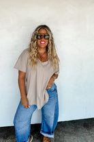 PREORDER: Blakeley Joey V-Neck Washed Cotton Boyfriend Tee Womens