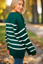 Haptics Hunter Green Striped Oversized Knit Sweater Haptics