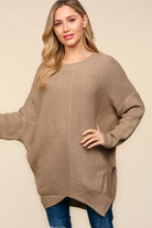 Haptics Taupe Asymmetrical Knit Sweater Haptics