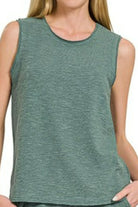 Zenana Ash Jade Cotton Slub Tank & Pants Set