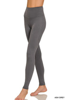 Zenana Ash Gray Premium Microfiber Wide Waistband Leggings ASH GREY