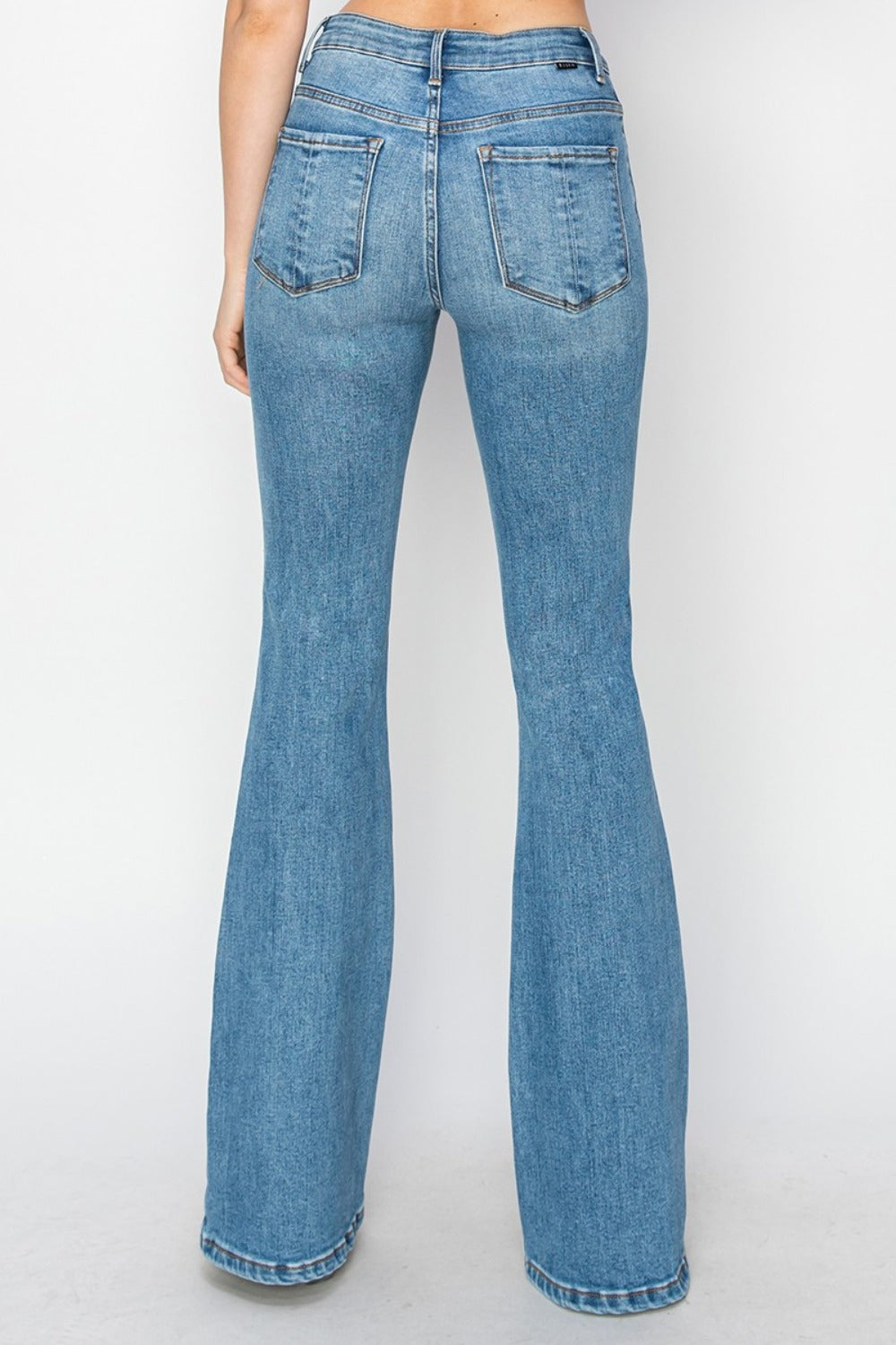 RISEN Mid Rise Flare Jeans with Pockets Trendsi