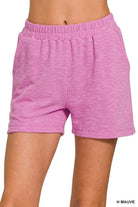 Zenana Heathered Mauve Cotton Slub Shorts H MAUVE