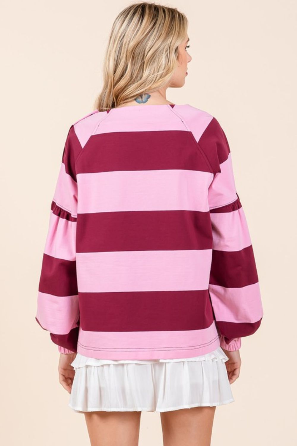 Mittoshop Striped Snap Shoulder Long Sleeve Top