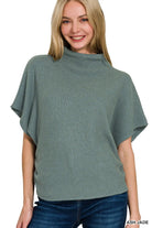 Zenana Ash Jade Mock Neck Top and Pants Sweater Set