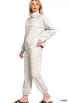 Zenana Scuba Half Zip Sweatshirts and Joggers Set