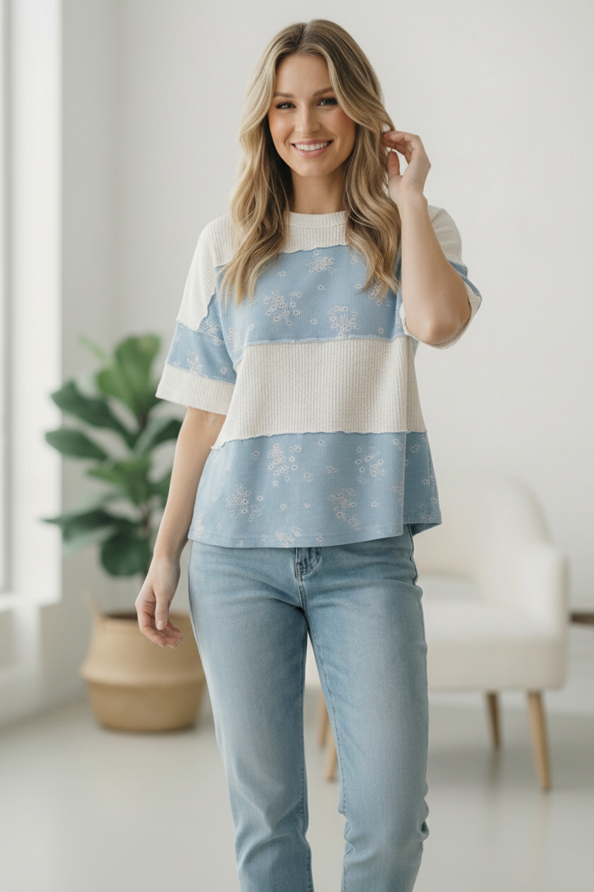 Haptics Violets are Blue Colorblock Top