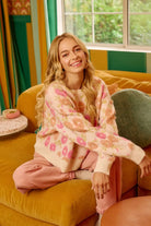 BiBi Ivory Towel Texture Floral Pattern Vintage Sweater