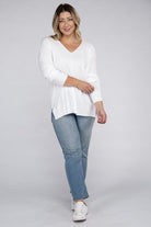 Zenana Plus Garment Dyed Front Seam Sweater ZENANA