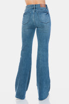 Judy Blue Medium Washed Tummy Control Cut Hem Flare Jeans Trendsi