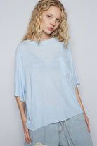 POL Light Blue Round Neck Half Sleeve T-Shirt