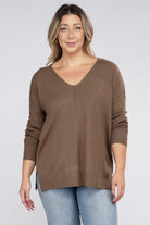 Zenana Plus Garment Dyed Front Seam Sweater ZENANA