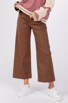 SAGE + FIG Mocha Wide Leg Cropped Pants Mocha Trendsi