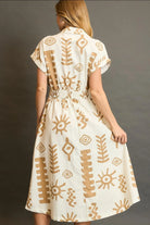 Umgee Abstract Print Elastic Waist Midi Dress