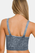 Zenana Blackberry Washed Ribbed Cropped V-Neck Tank Trendsi