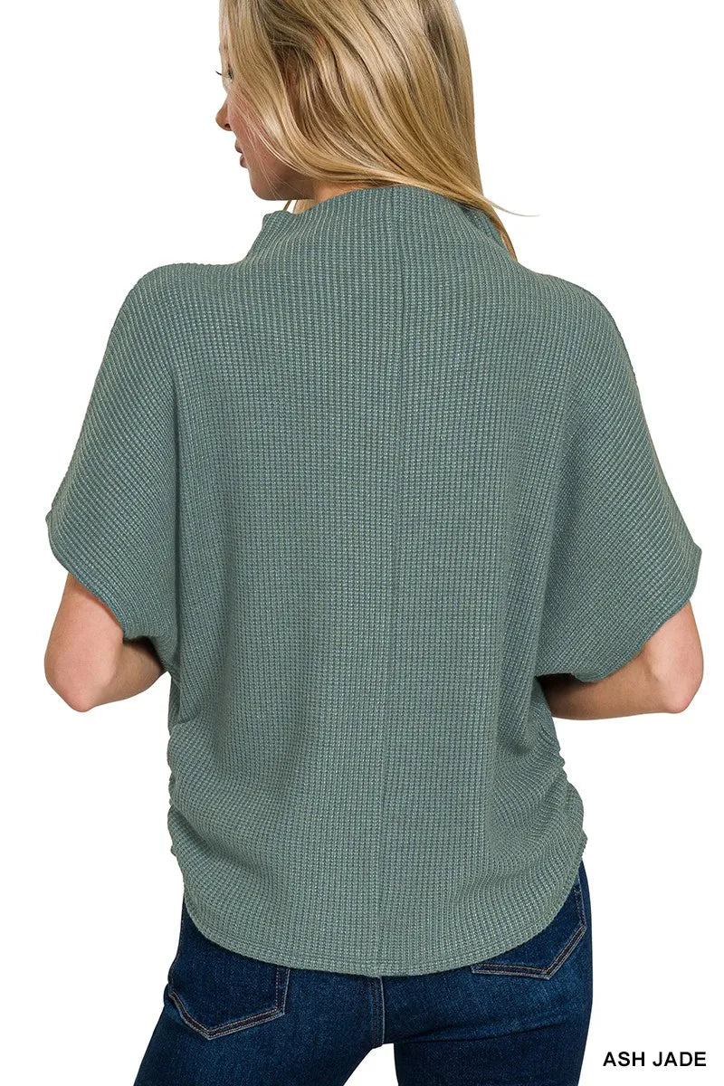 Zenana Ash Jade Mock Neck Top and Pants Sweater Set