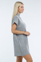 Zenana Mock Neck Short Sleeve Sweater Dress with Pocket in 6 Colors! ZENANA