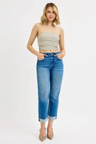RISEN High Rise Boyfriend Fit Ankle Jeans