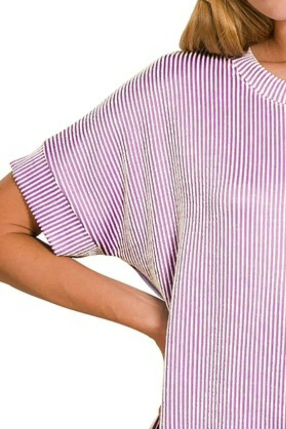 Zenana Lavender Corded Rib Short Sleeve T-Shirt
