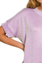 Zenana Lavender Corded Rib Short Sleeve T-Shirt