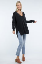 Zenana Hi-Low Hem Front Seam Sweater in 5 Colors ZENANA