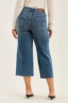 Judy Blue High Waist "Dottie" Wide Crop Md Quarry Fade Jeans