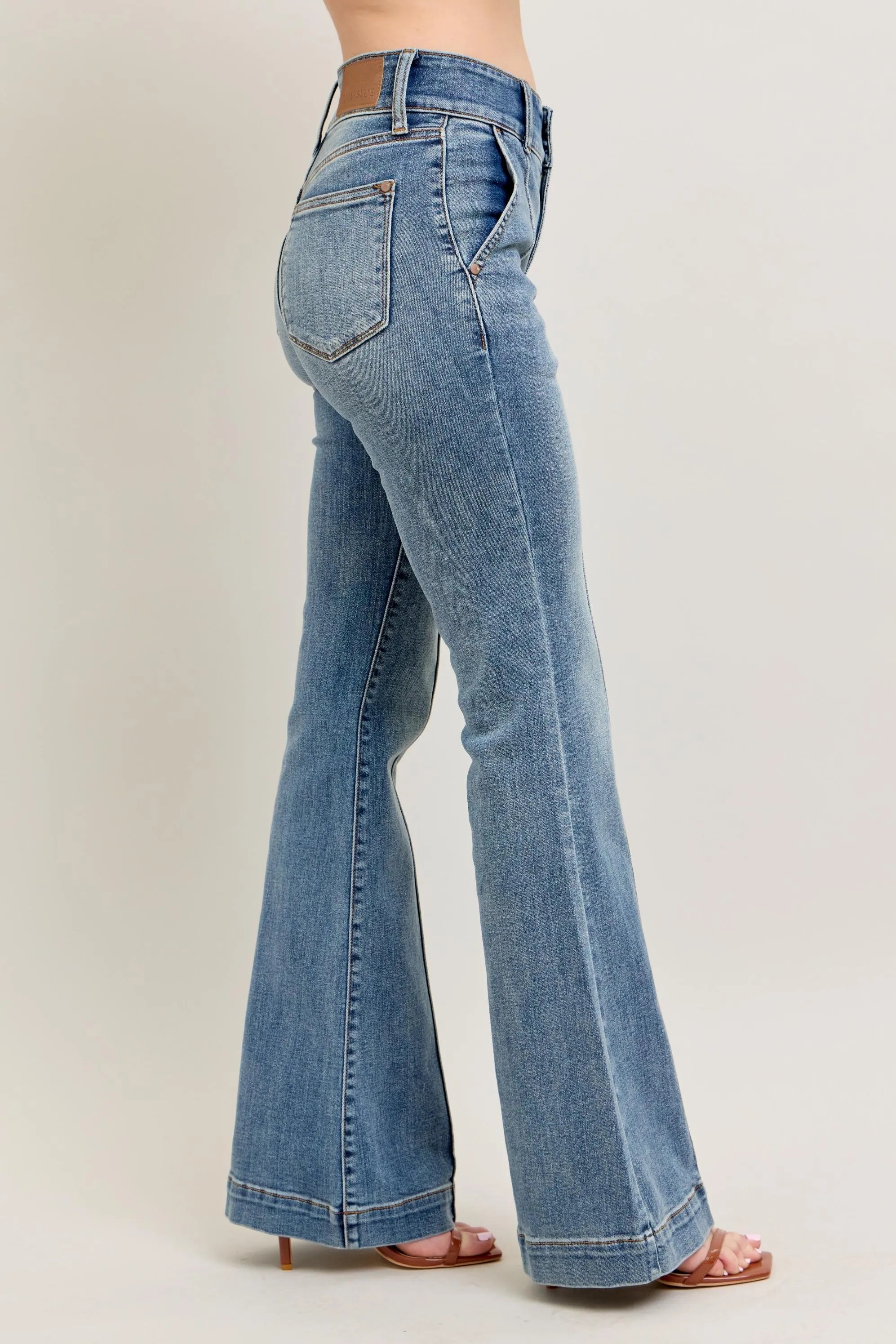 Judy Blue High-Waist Flare Denim Jeans with Front Seam Detail