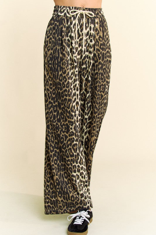 Davi & Dani Leopard Wide Leg Pants Leopard Pants