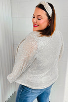 Haptics Shiny Silver Sequin Open Blazer Haptics