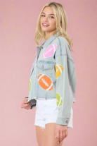 Peach Love Football Towel & Sequin Embroidery Denim Jacket Ave Shops