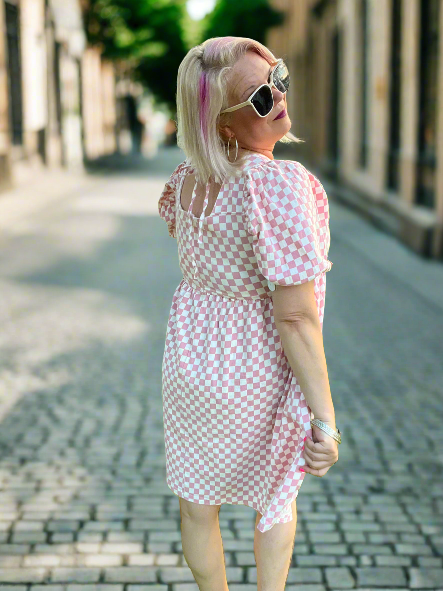 Mittoshop The Moment Checkered Babydoll Dress Bogo Free