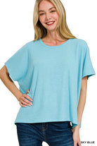 Zenana Black Ribbed Round-Neck Short-Sleeve Knit Sweater